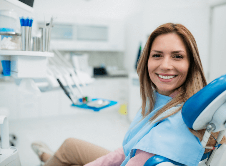 Woman at Harwood dental practice in Bolton